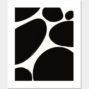 Black and White Organic Shapes Abstract 1 Posters and Art